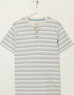 FatFace Fine Stripe Henley T-Shirt|Men T-Shirts