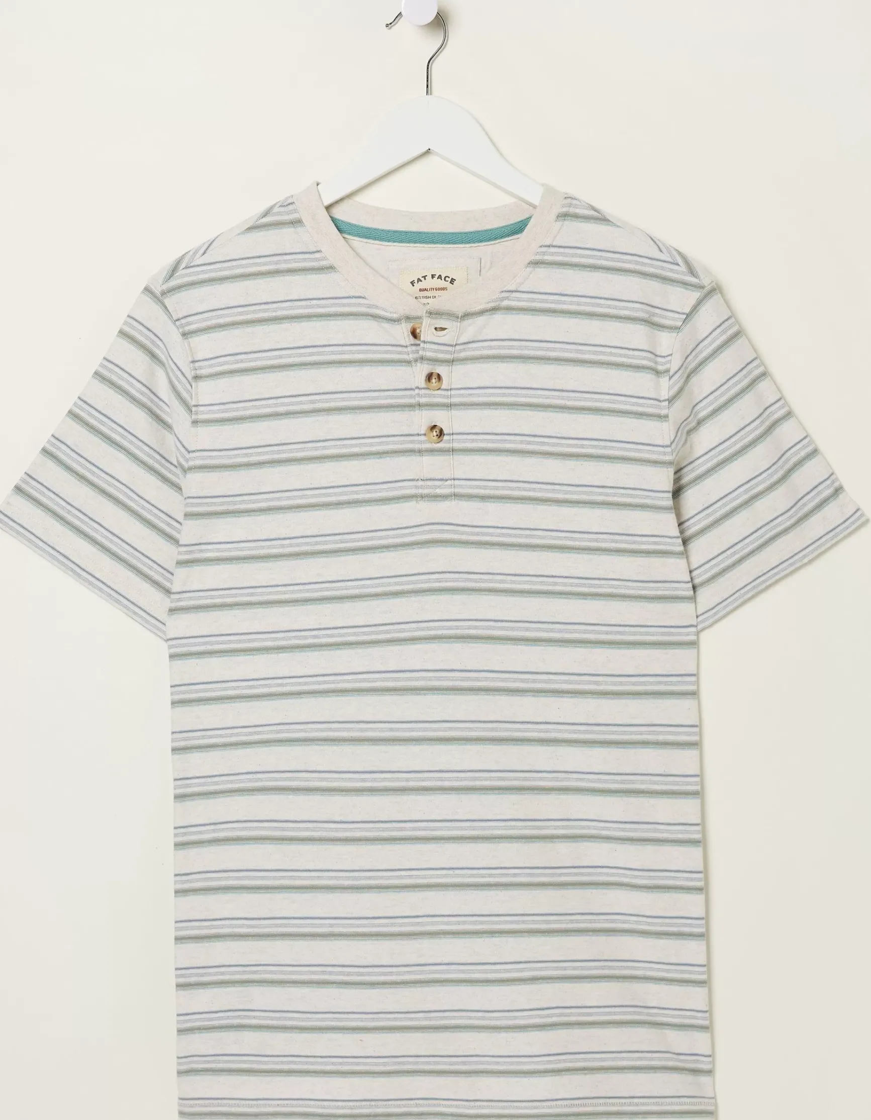 FatFace Fine Stripe Henley T-Shirt|Men T-Shirts