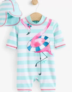 FatFace Flamingo Surf Suit And Hat Set|Baby View All