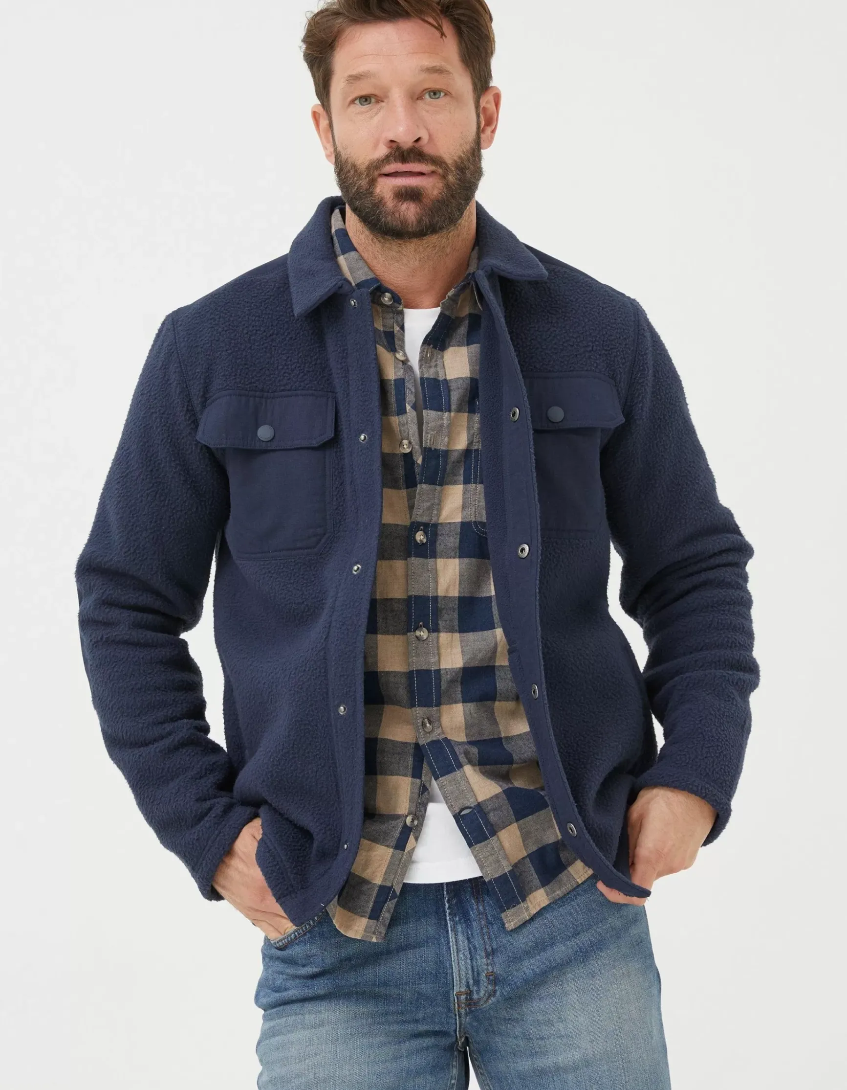 FatFace Fleece Overshirt|Men View All