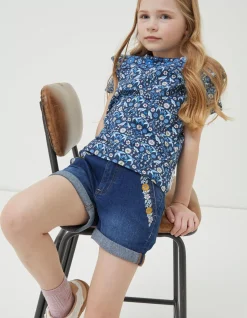 FatFace Floral Embroidered Denim Shorts|Girls View All