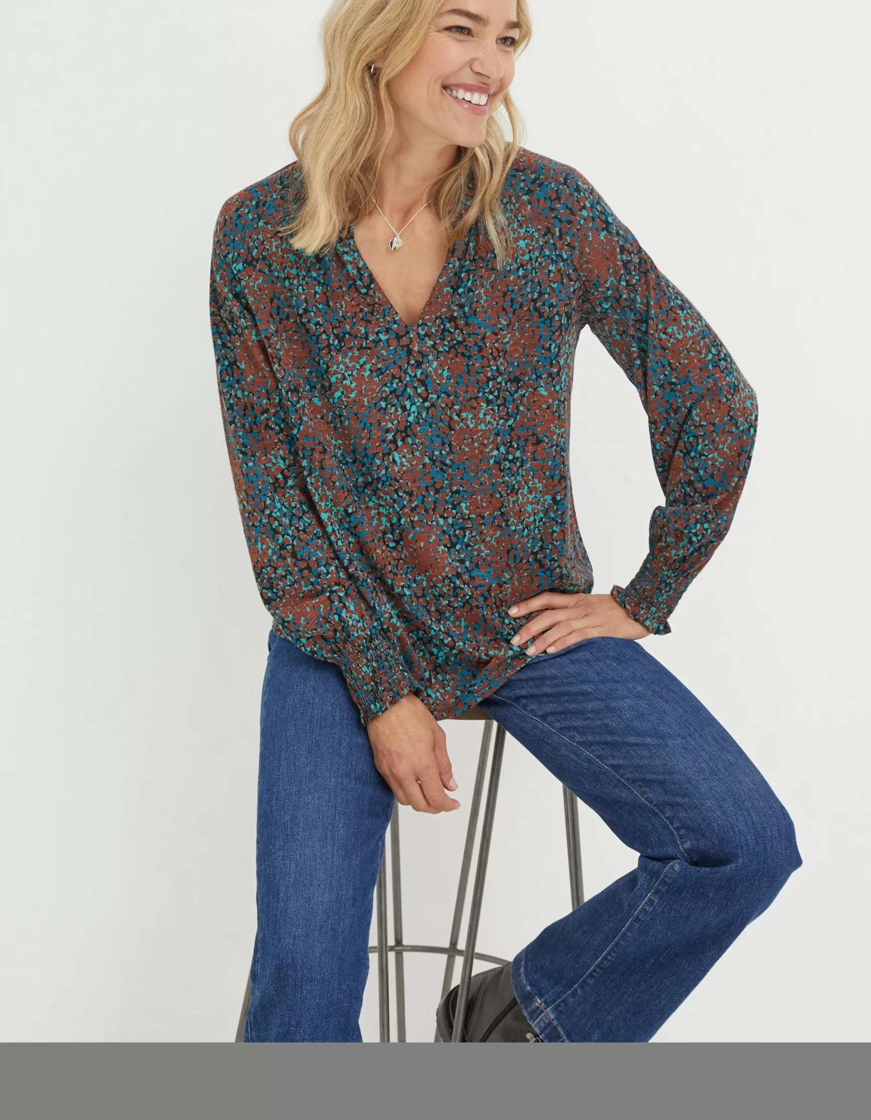 FatFace Florence Textured Spot Top|Women View All