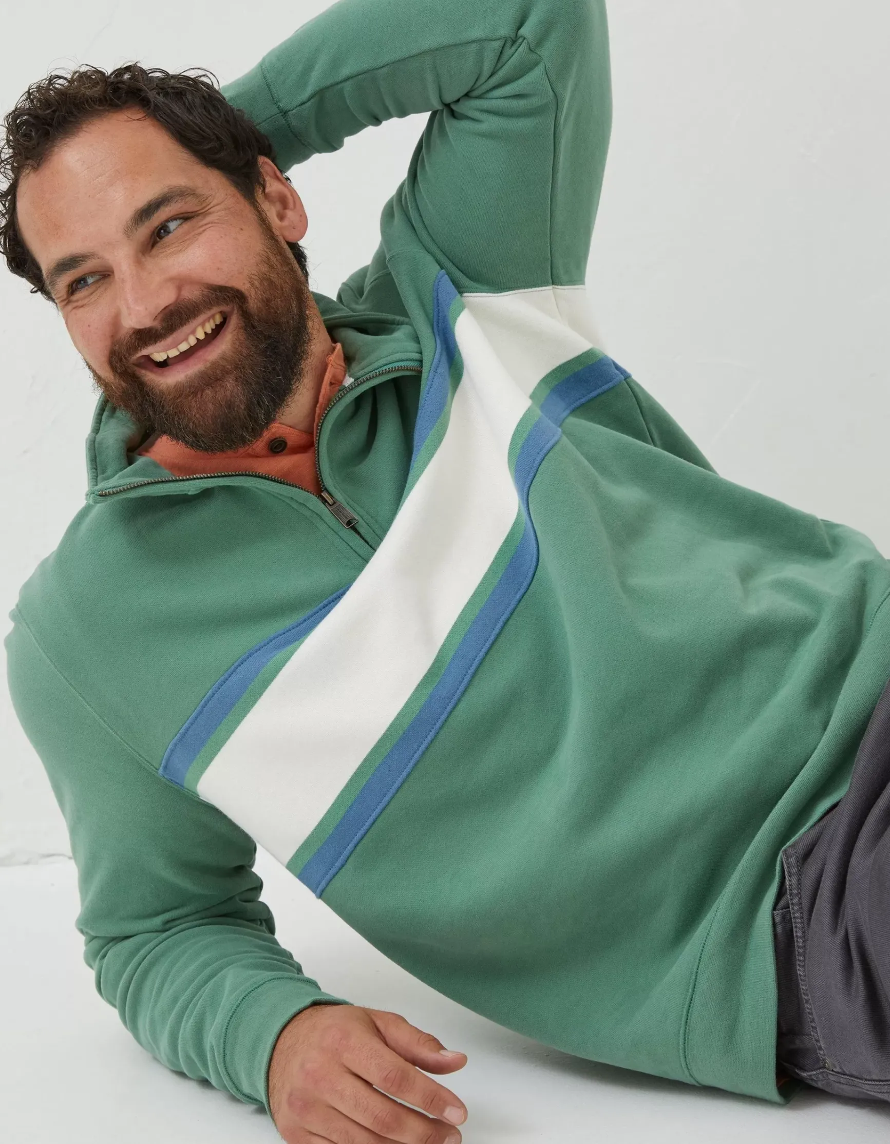 FatFace Fowey Stripe Half Neck Sweatshirt|Men Sweatshirts & Hoodies