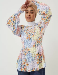 FatFace Fran Meadow Patch Shirred Top|Women Shirts & Blouses