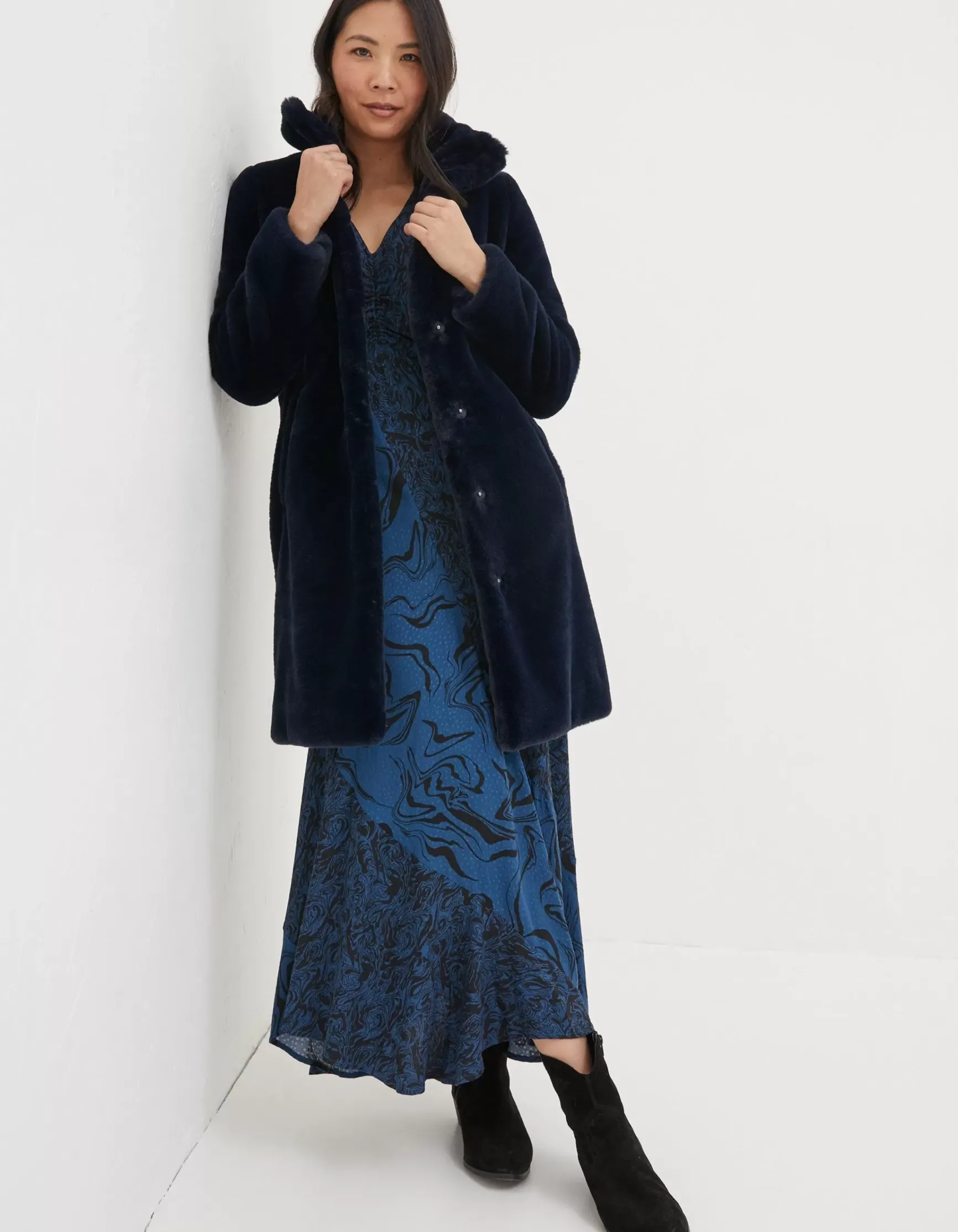 FatFace Freya Faux Fur Long Coat|Women Coats & Jackets