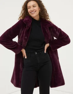 FatFace Freya Faux Fur Long Coat|Women Coats & Jackets