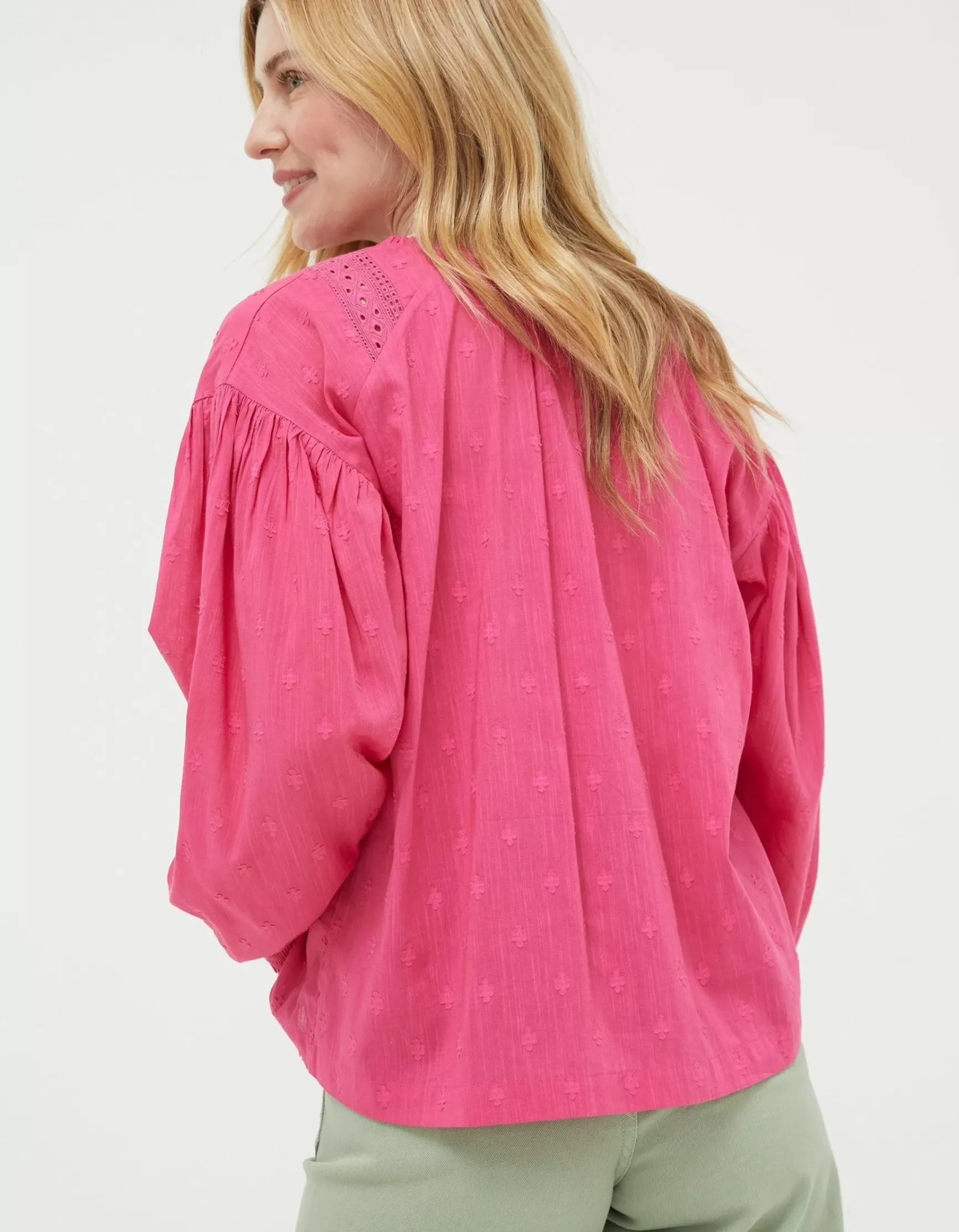 FatFace Freya Pink Lace Blouse|Women Shirts & Blouses