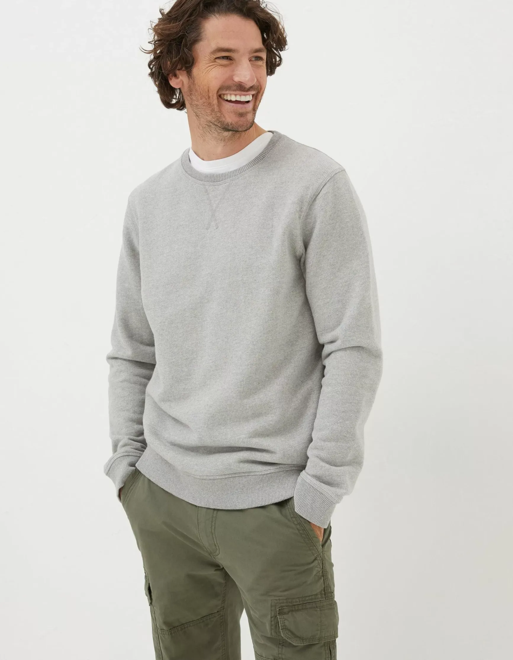 FatFace Frome Textured Crew Neck Sweatshirt|Men View All