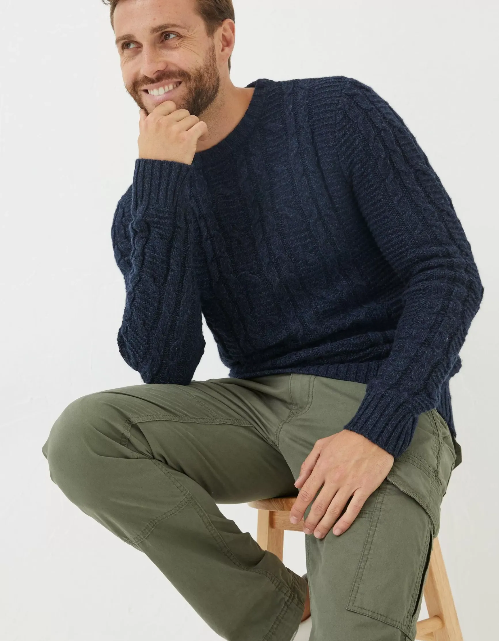 FatFace Funtley Cable Crew Jumper|Men Knitwear