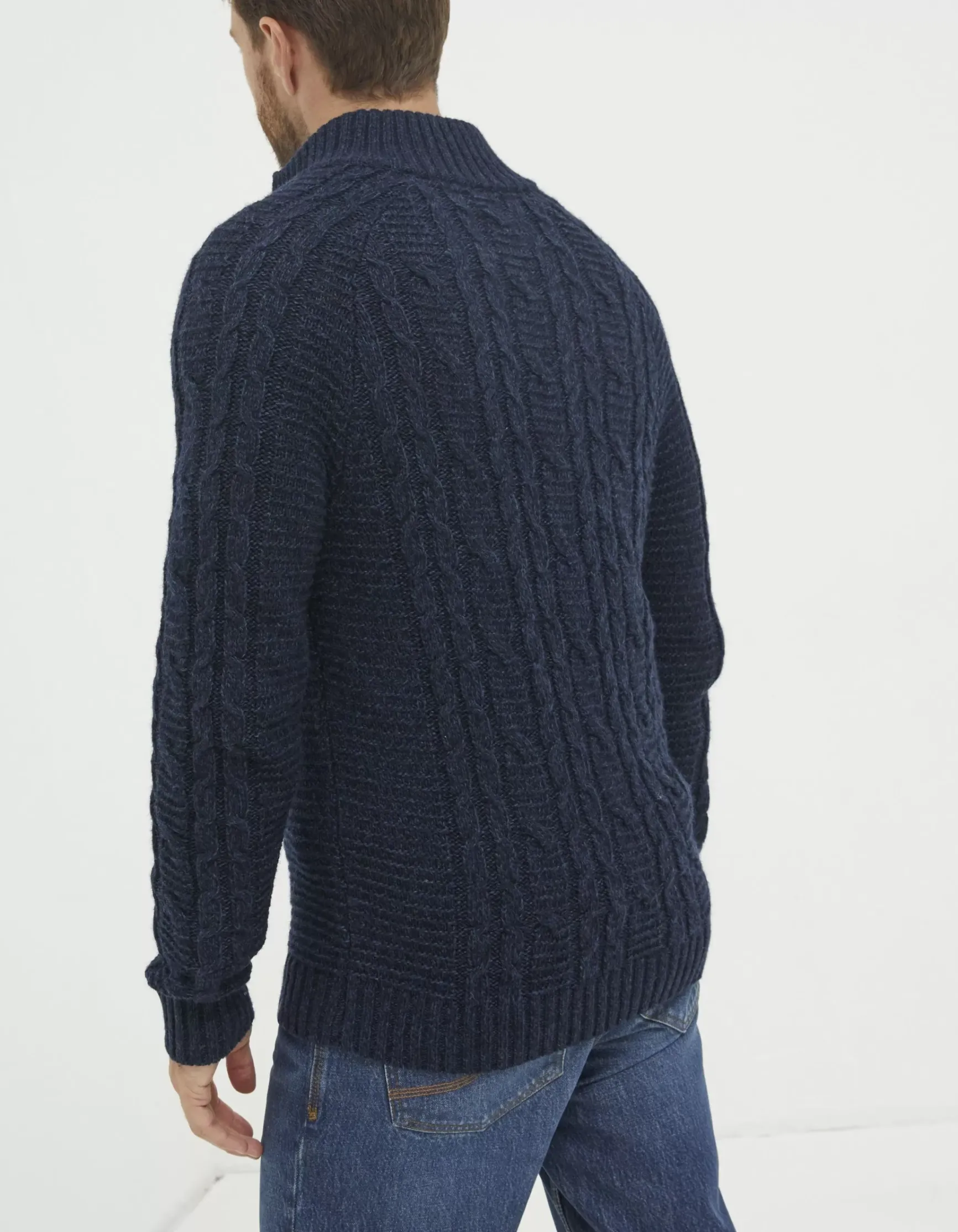 FatFace Funtley Cable Half Neck Jumper|Men Knitwear