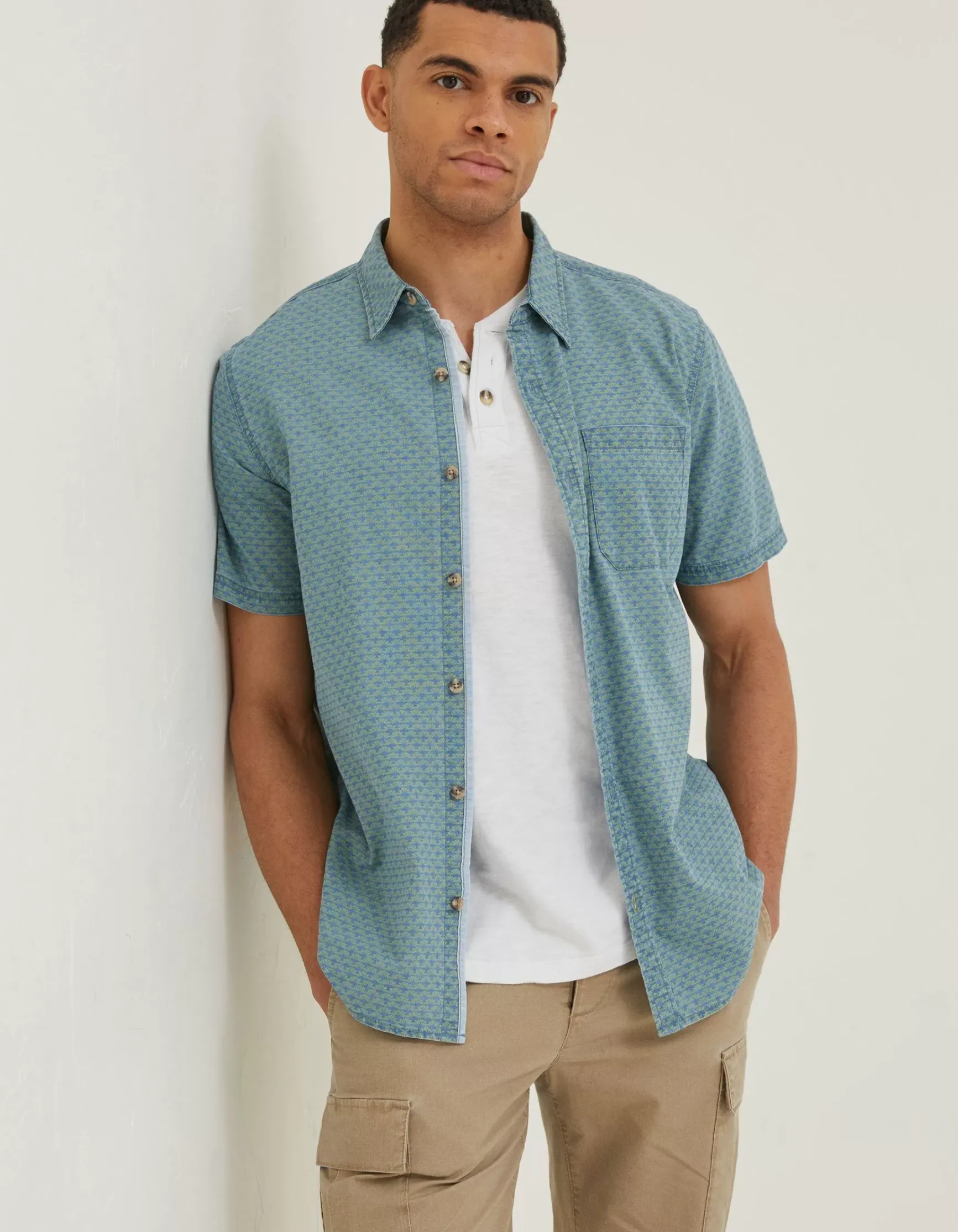 FatFace Geo Indigo Print Shirt|Men Shirts