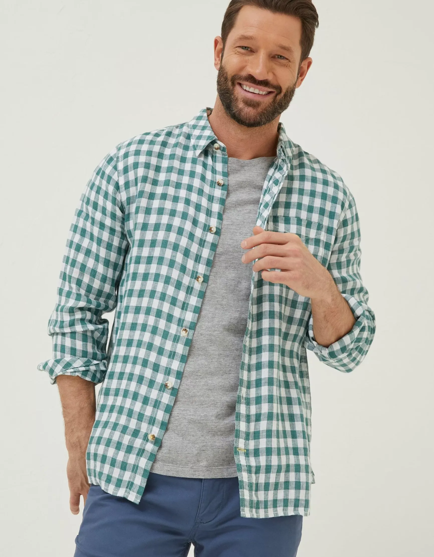 FatFace Gingham Linen Shirt|Men Shirts