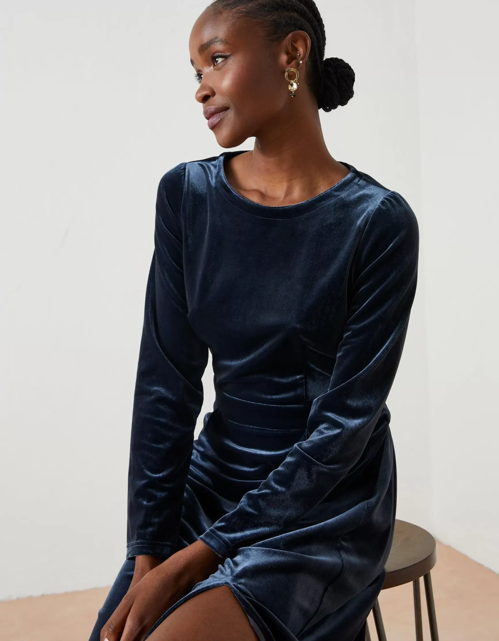 FatFace Haldon Velvet Midi Dress|Women Dresses