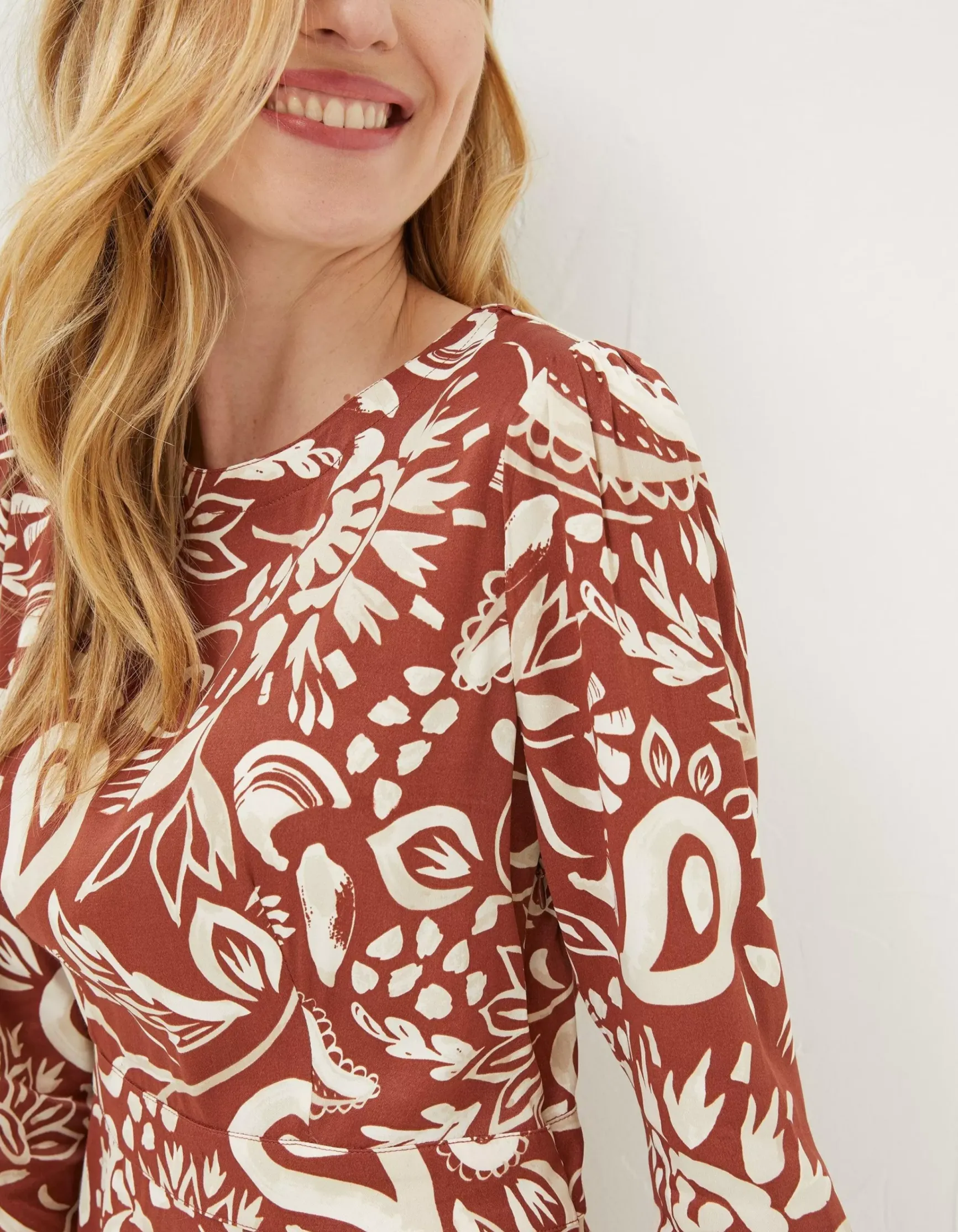 FatFace Haldon Watercolour Midi Dress|Women Dresses
