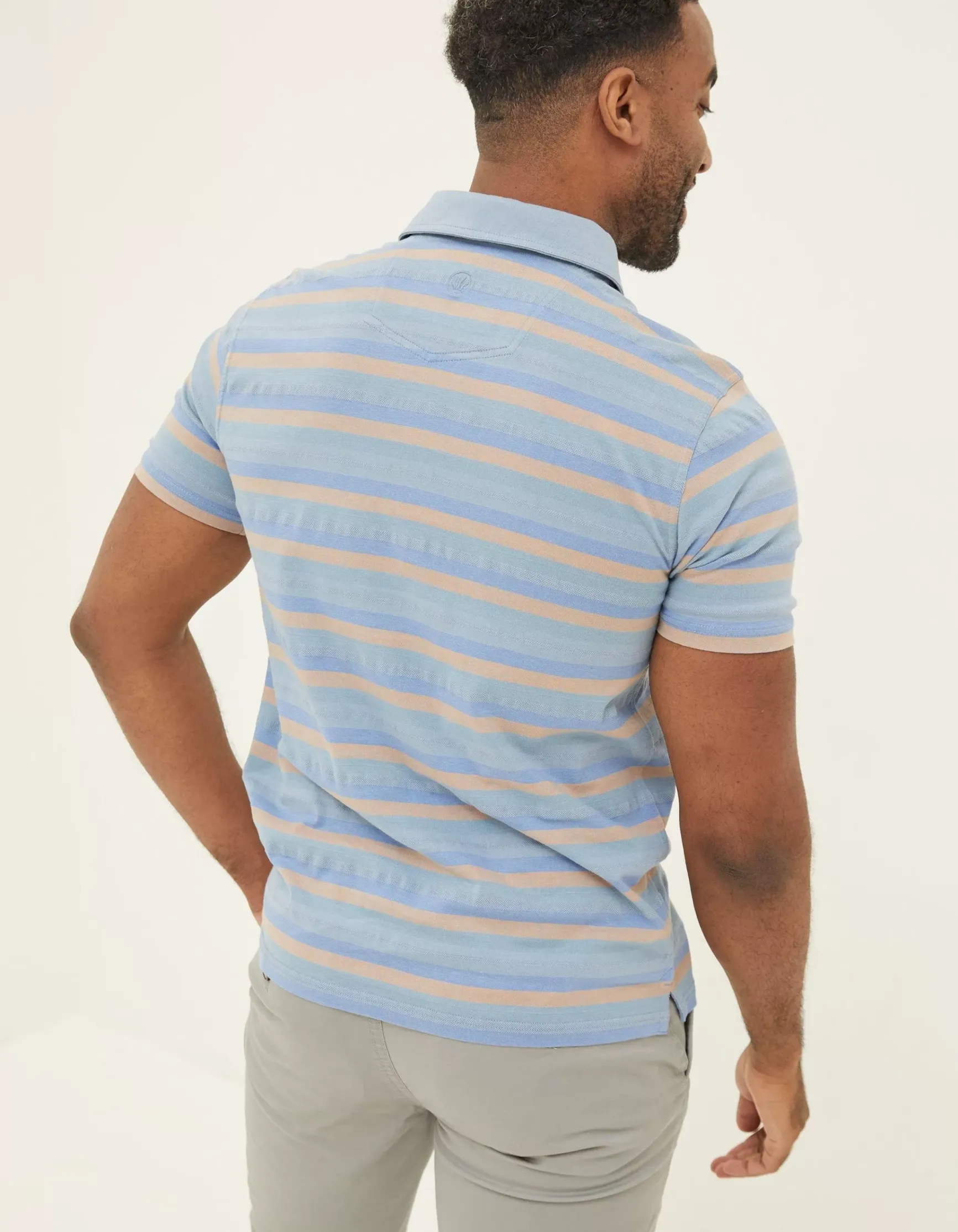 FatFace Harlyn Textured Stripe Polo|Men T-Shirts