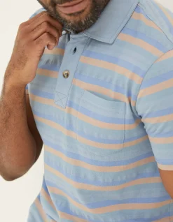 FatFace Harlyn Textured Stripe Polo|Men T-Shirts