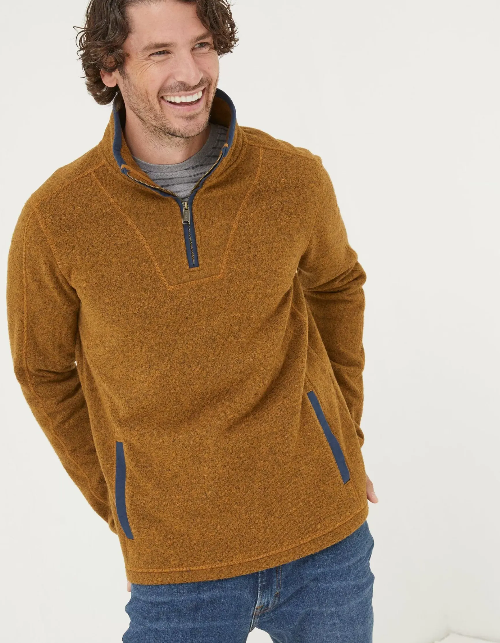 FatFace Haxby Fleece Half Neck Sweatshirt|Men View All
