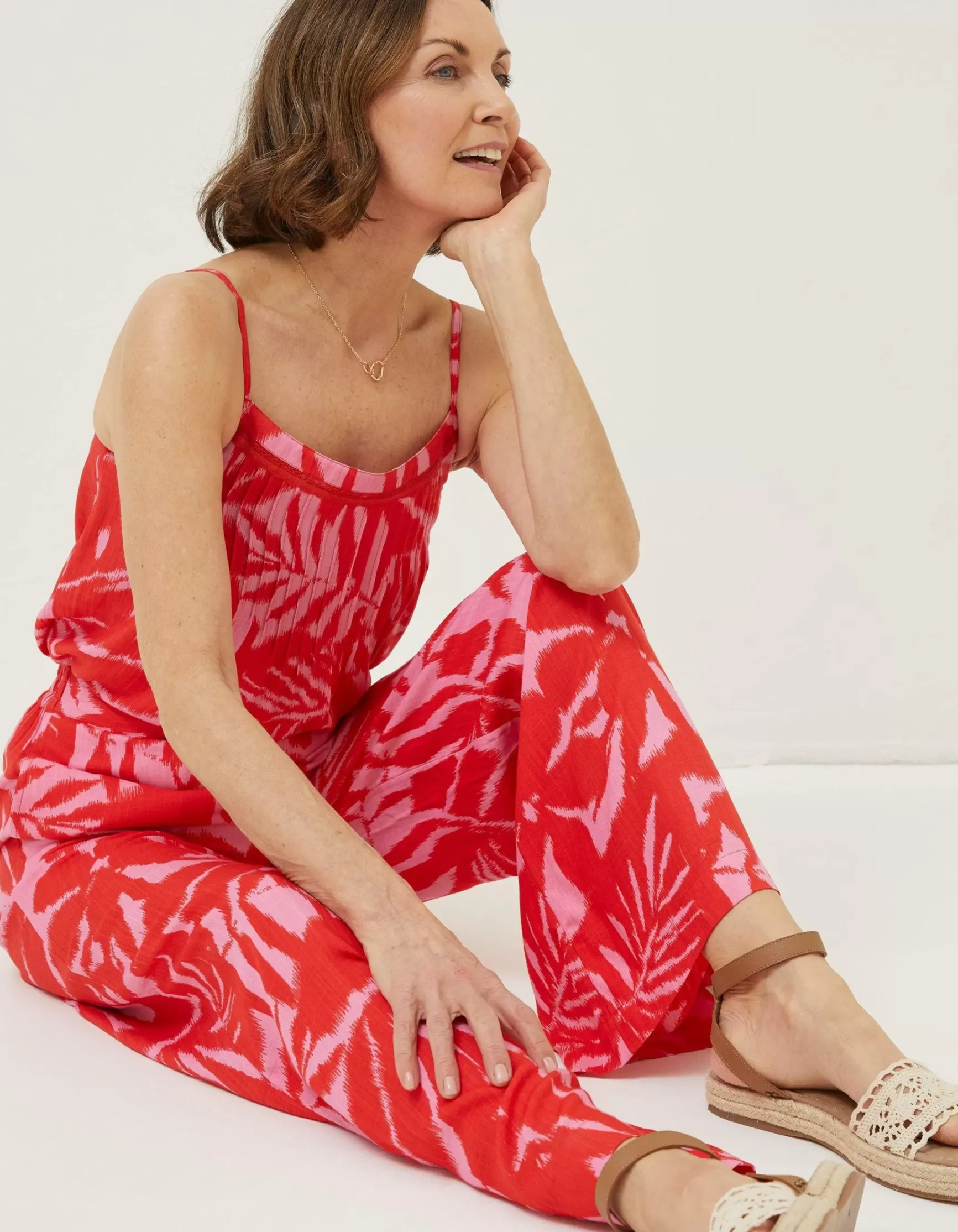 FatFace Ikat Leaves Palazzo Trousers|Women Trousers & Leggings