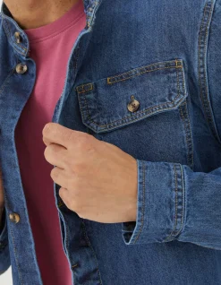 FatFace Indigo Denim Grandad Shirt|Men View All