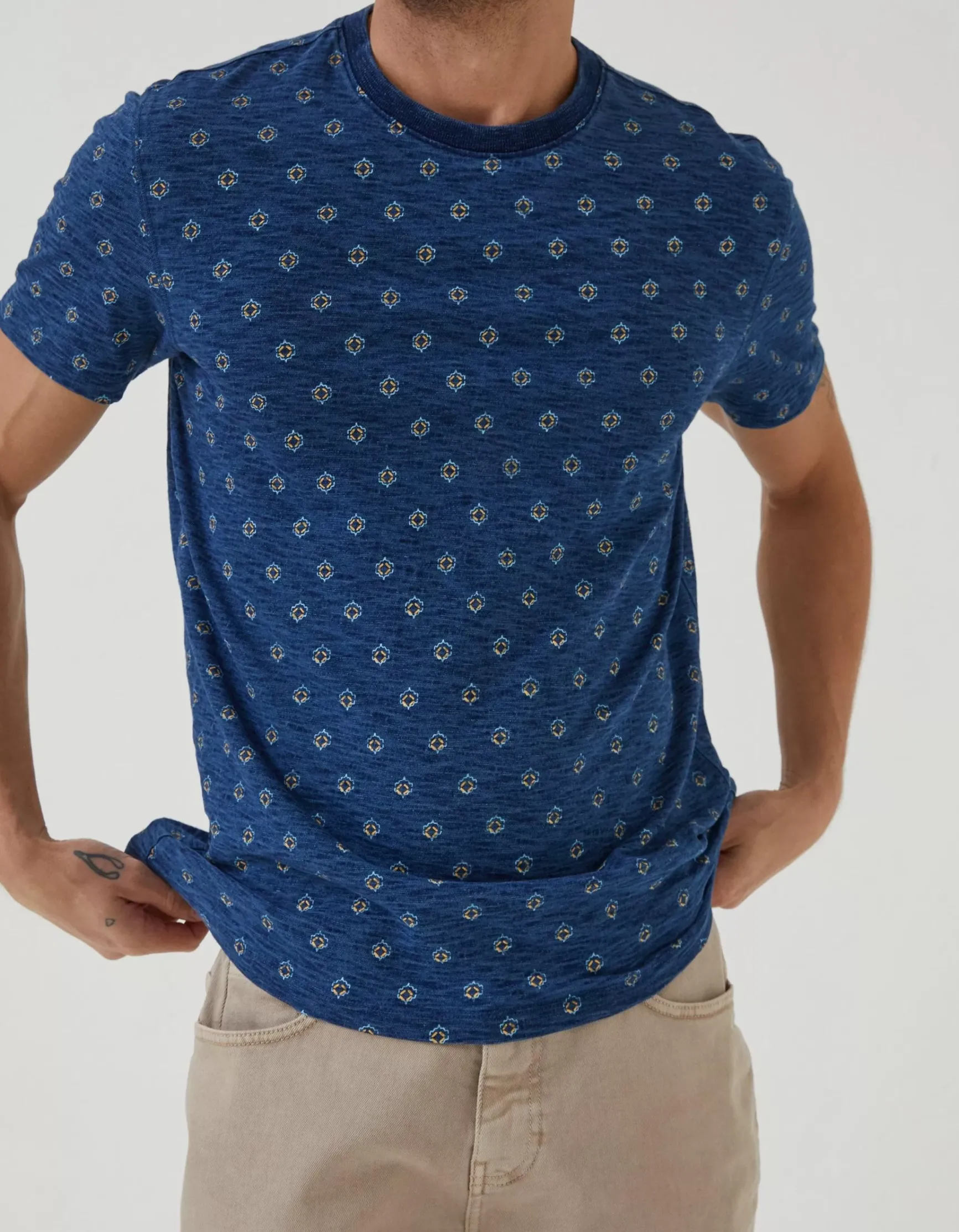 FatFace Indigo Geo Print T Shirt|Men T-Shirts