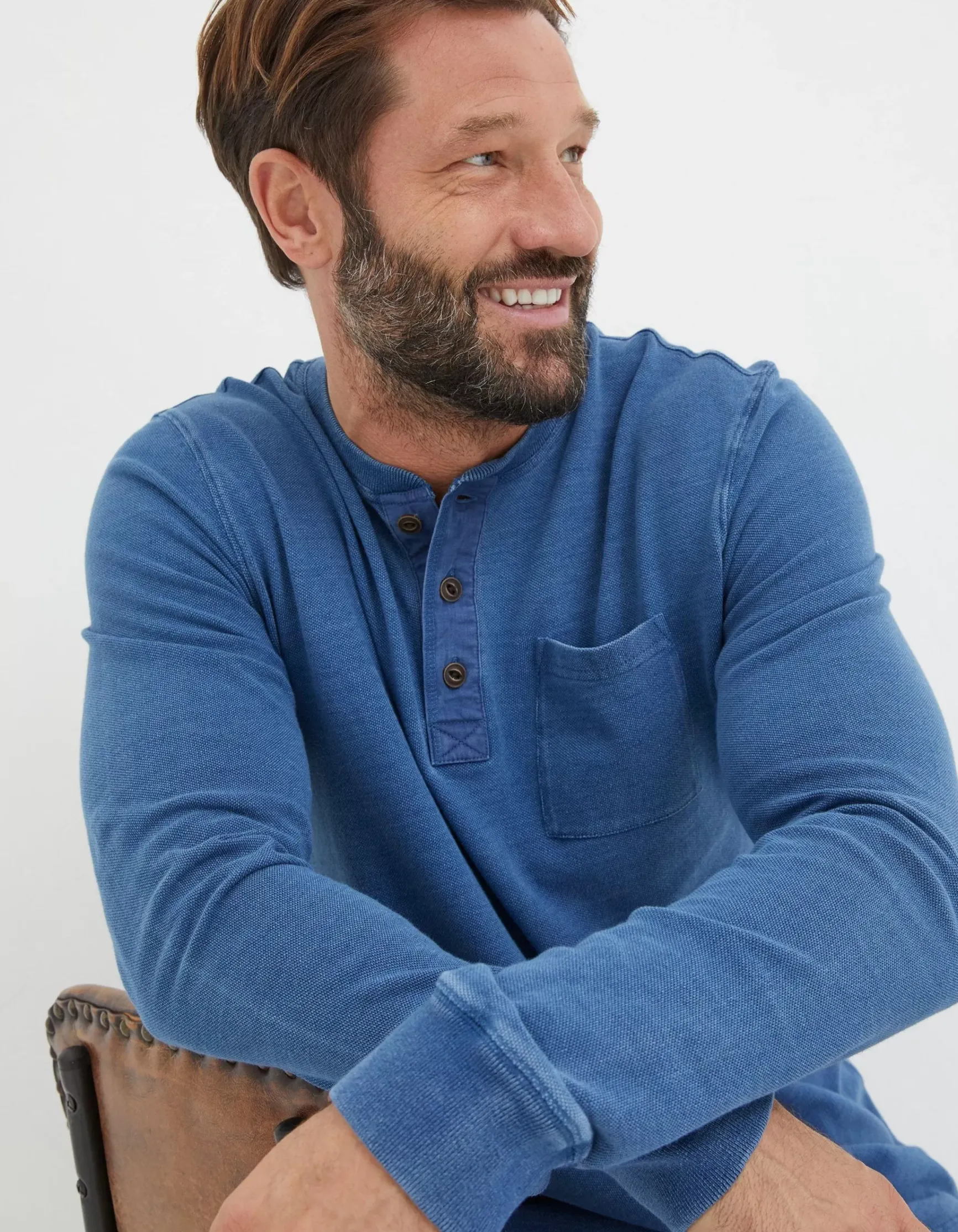 FatFace Indigo Henley T-Shirt|Men View All