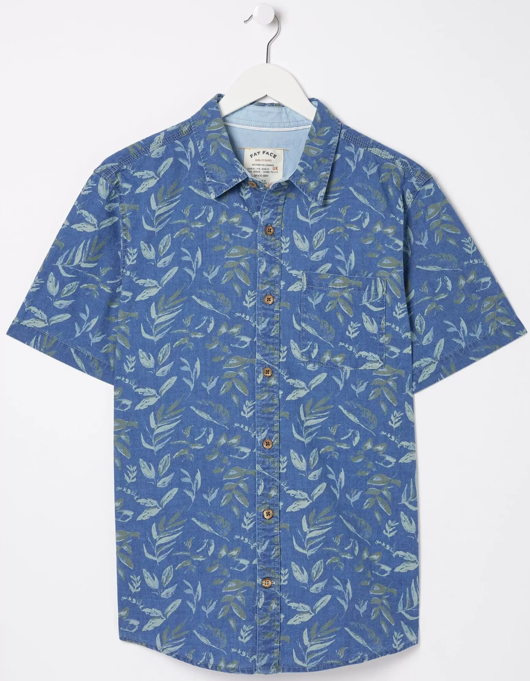 FatFace Indigo Leaf Print Shirt|Men View All