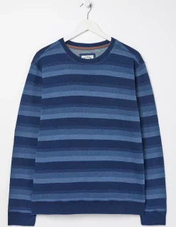 FatFace Indigo Stripe Crew Neck Sweatshirt|Men Sweatshirts & Hoodies
