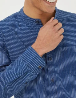 FatFace Indigo Stripe Grandad Shirt|Men View All