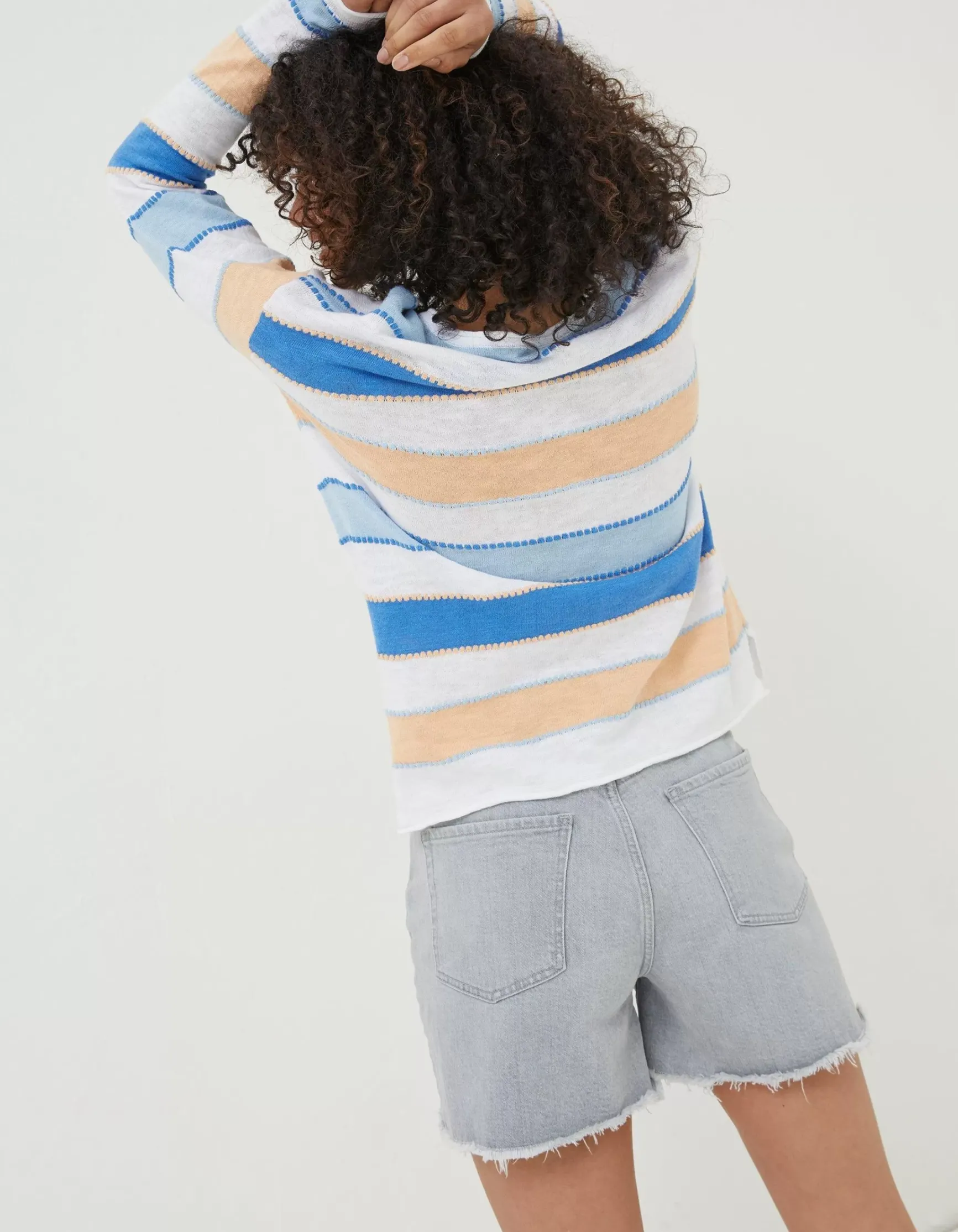 FatFace Isobella Cotton Linen Stripe Jumper|Women Knitwear