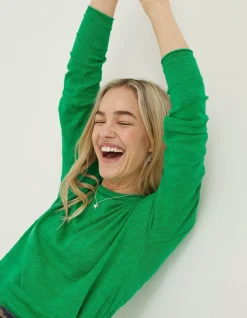 FatFace Isobella Linen Blend Button Back Jumper|Women Knitwear