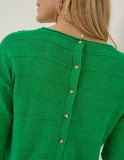 FatFace Isobella Linen Blend Button Back Jumper|Women Knitwear