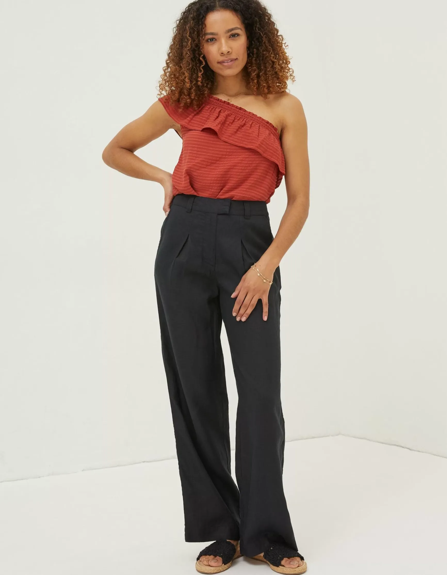 FatFace Ives Wide Leg Linen Trousers|Women Trousers & Leggings