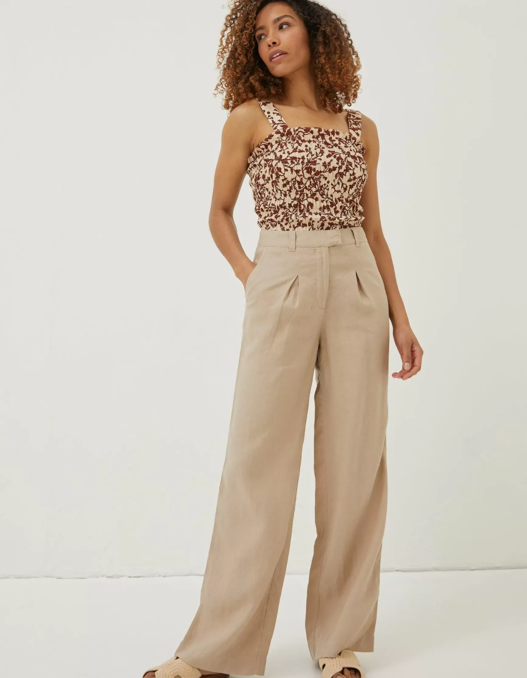 FatFace Ives Wide Leg Linen Trousers|Women Trousers & Leggings