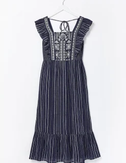 FatFace Izzi Stripe Embroidered Midi Dress|Women Dresses