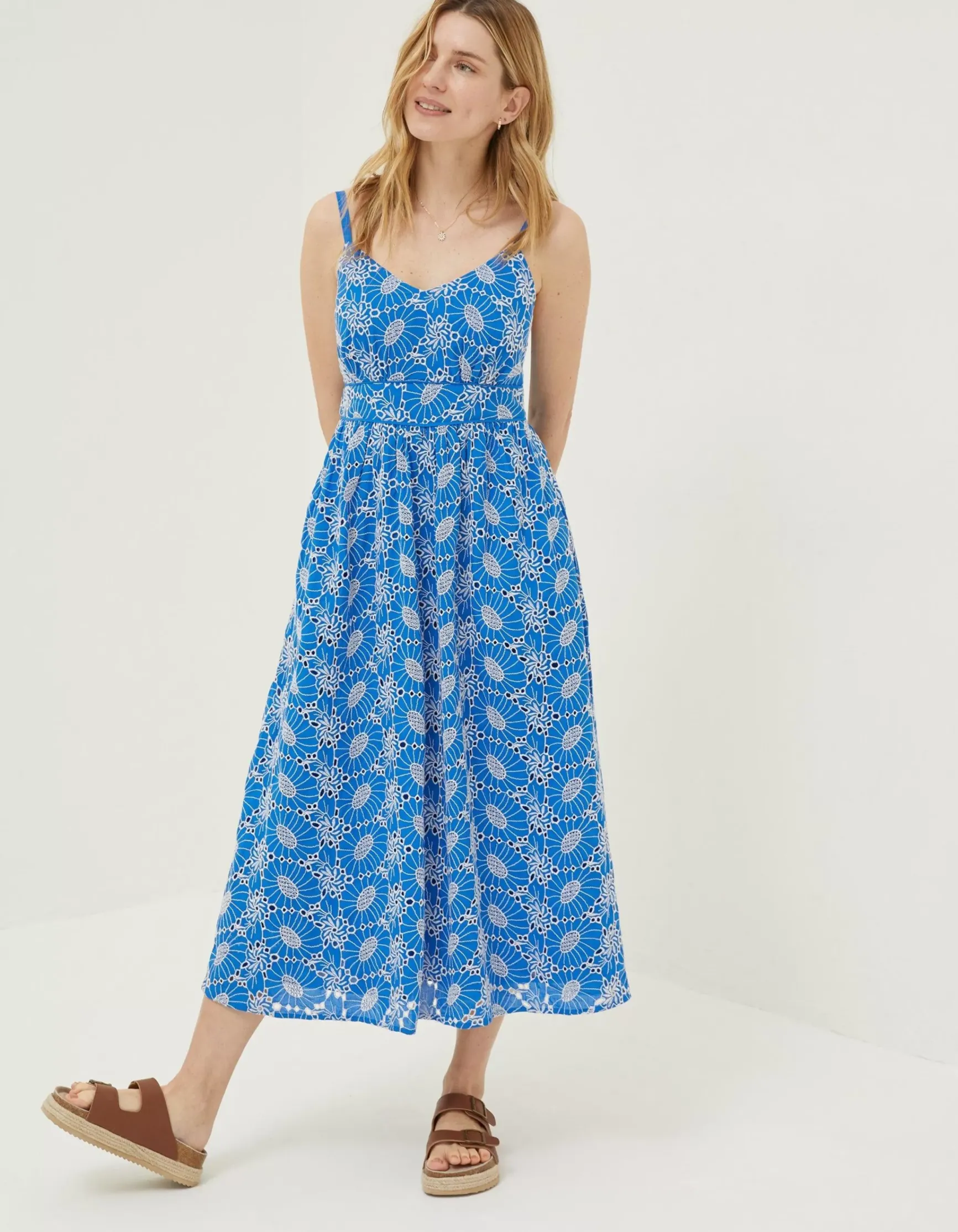 FatFace Jayden Broderie Midi Dress|Women Dresses