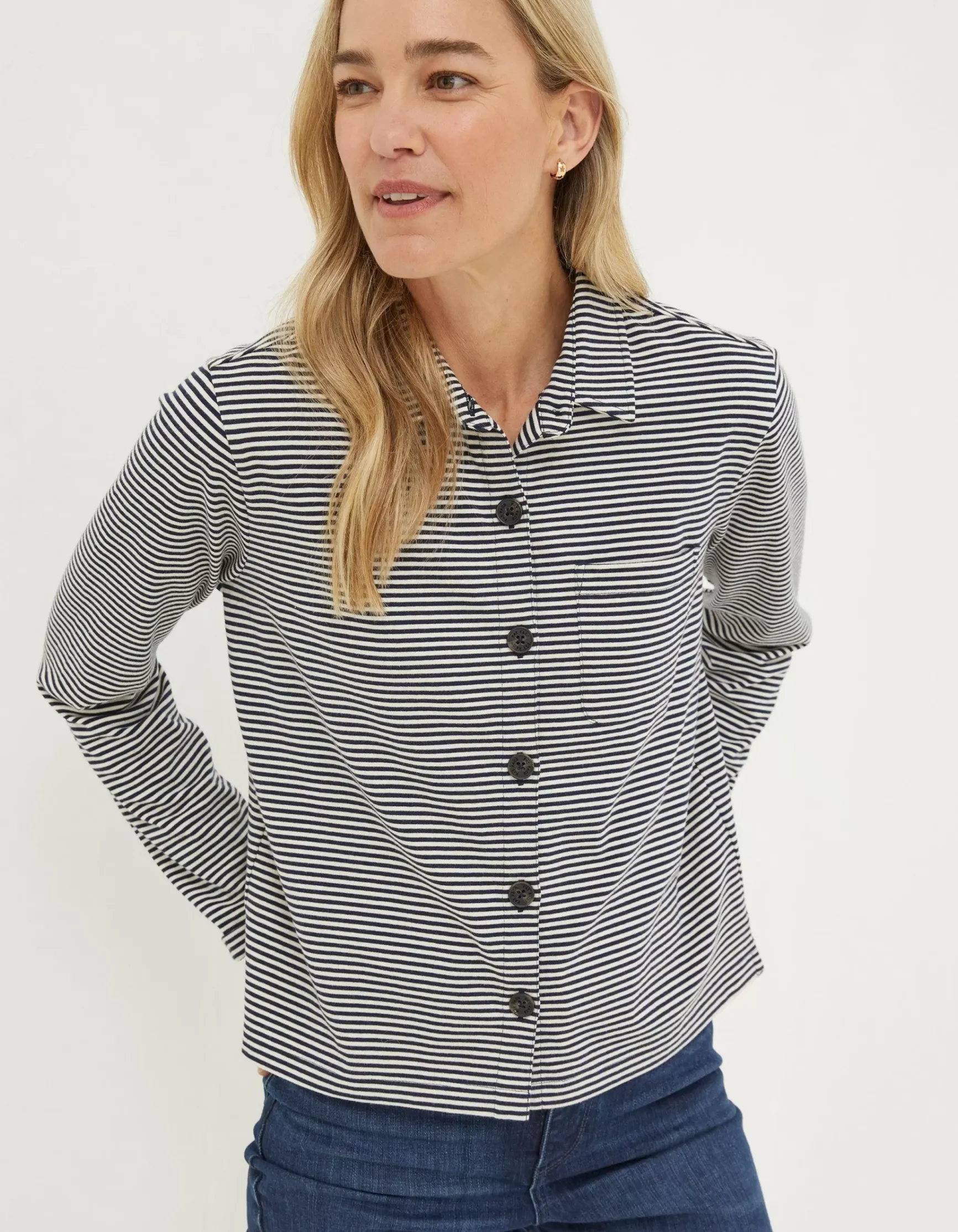 FatFace Jess Stripe Jersey Shirt|Women Tops & T-Shirts