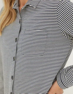 FatFace Jess Stripe Jersey Shirt|Women Tops & T-Shirts