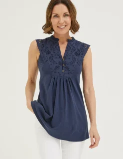 FatFace Jessica Embroidered Tunic Top|Women Tops & T-Shirts