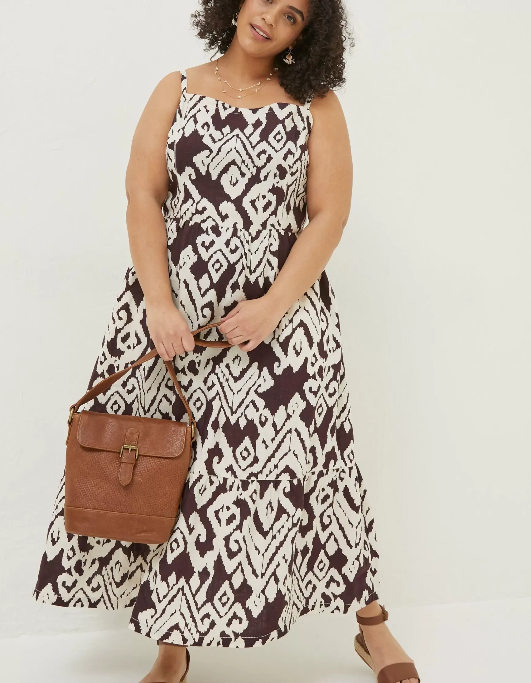 FatFace Julien Ikat Linen Midi Dress|Women Dresses