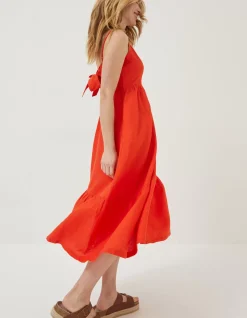 FatFace Julien Tie Back Linen Midi Dress|Women Dresses