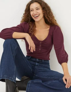 FatFace Kara Henley Top|Women Tops & T-Shirts