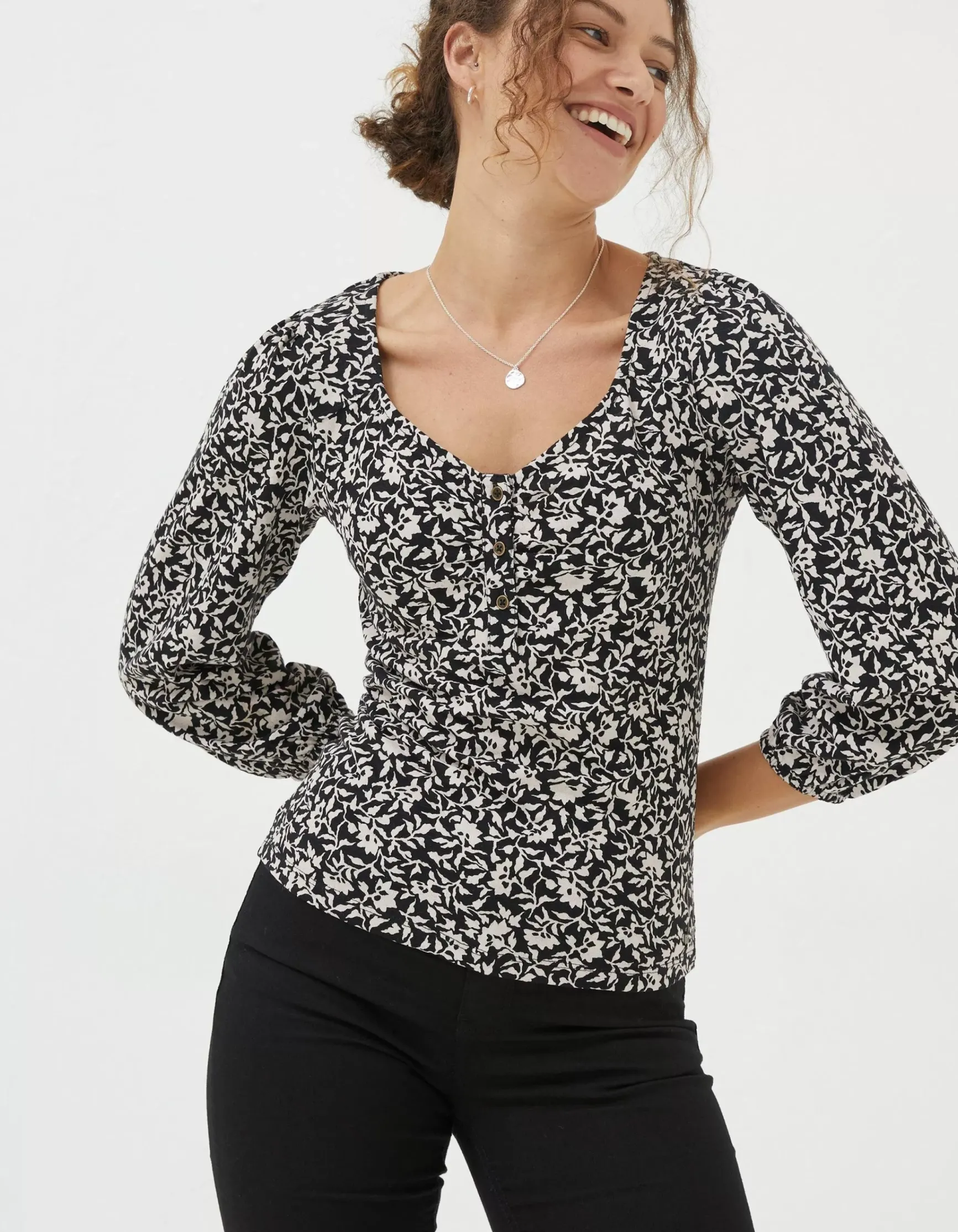 FatFace Kara Mono Vines Top|Women View All