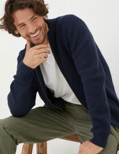 FatFace Knitted Bomber Cardigan|Men Knitwear