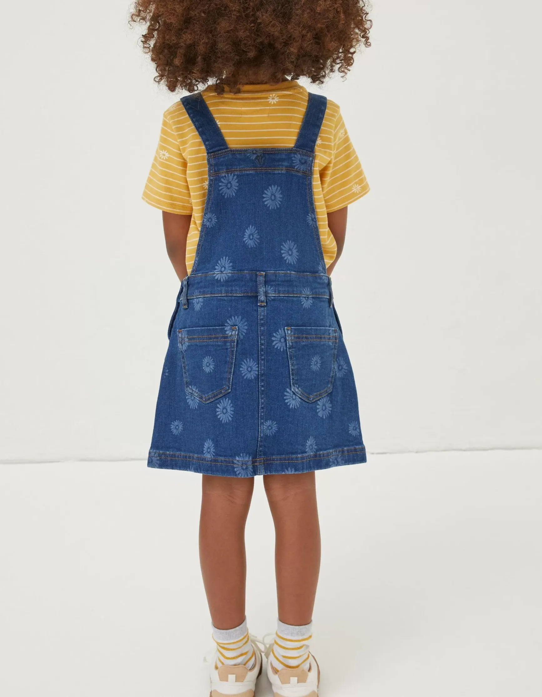 FatFace Laser Print Denim Pinafore Dress|Girls View All