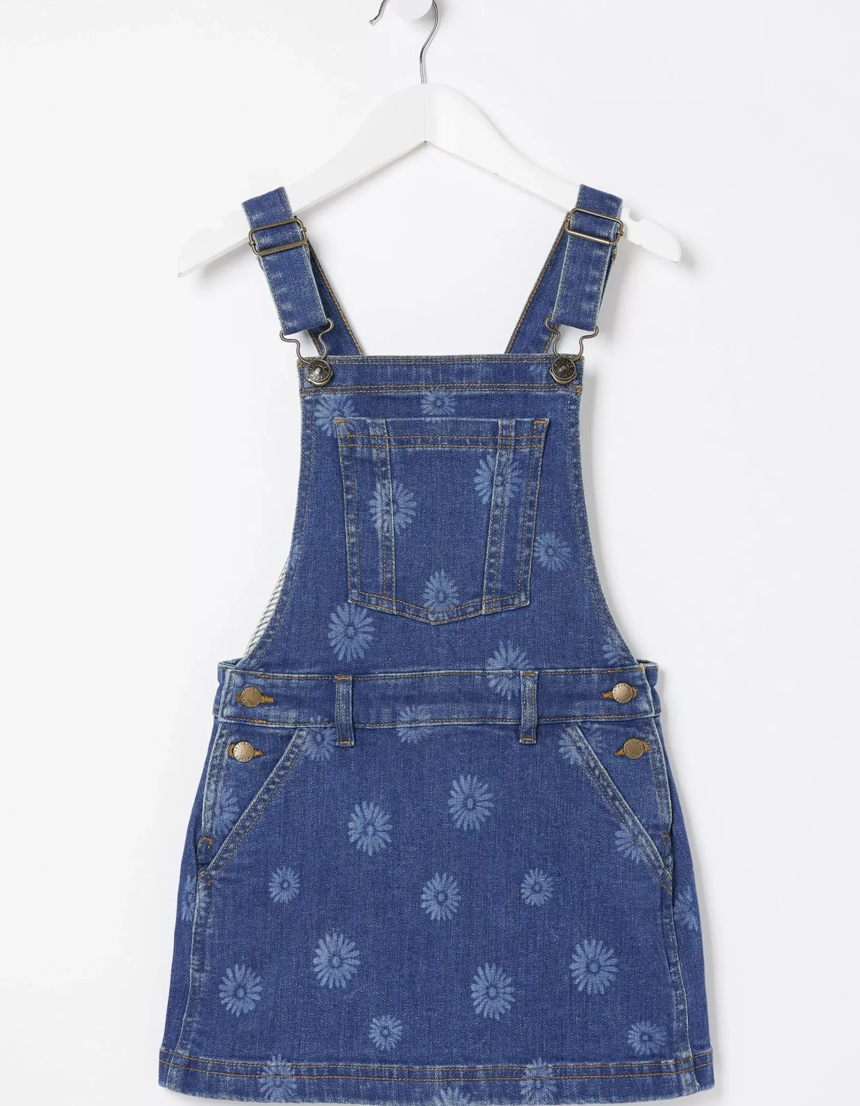 FatFace Laser Print Denim Pinafore Dress|Girls View All