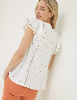 FatFace Leah Embroidered Top|Women Tops & T-Shirts