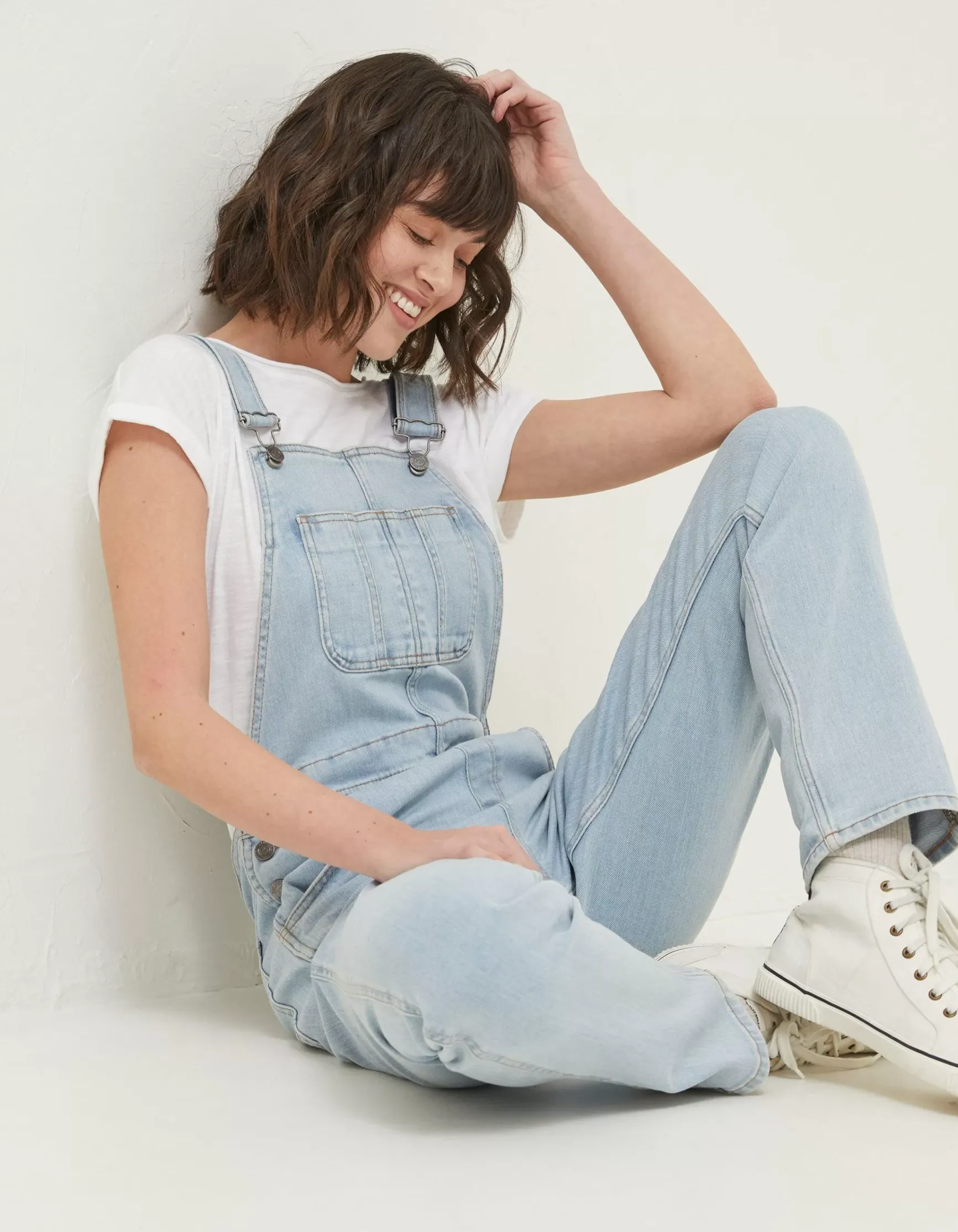 FatFace Lewes Slim Leg Denim Dungarees|Women Jeans & Dungarees