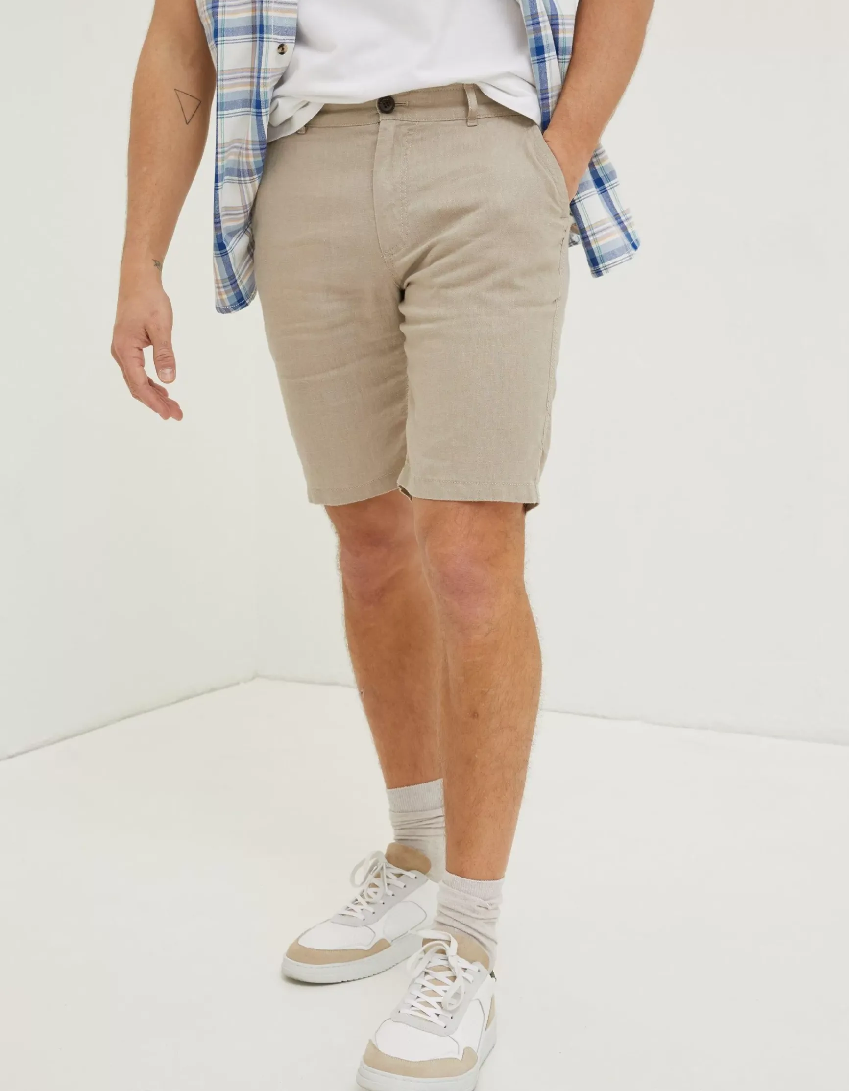 FatFace Linen Flat Front Shorts|Men Shorts