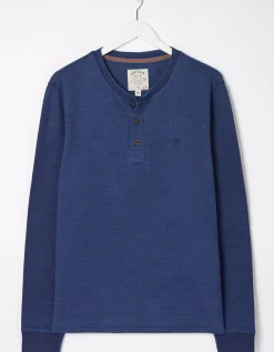 FatFace Long Sleeve Indigo Henley|Men T-Shirts