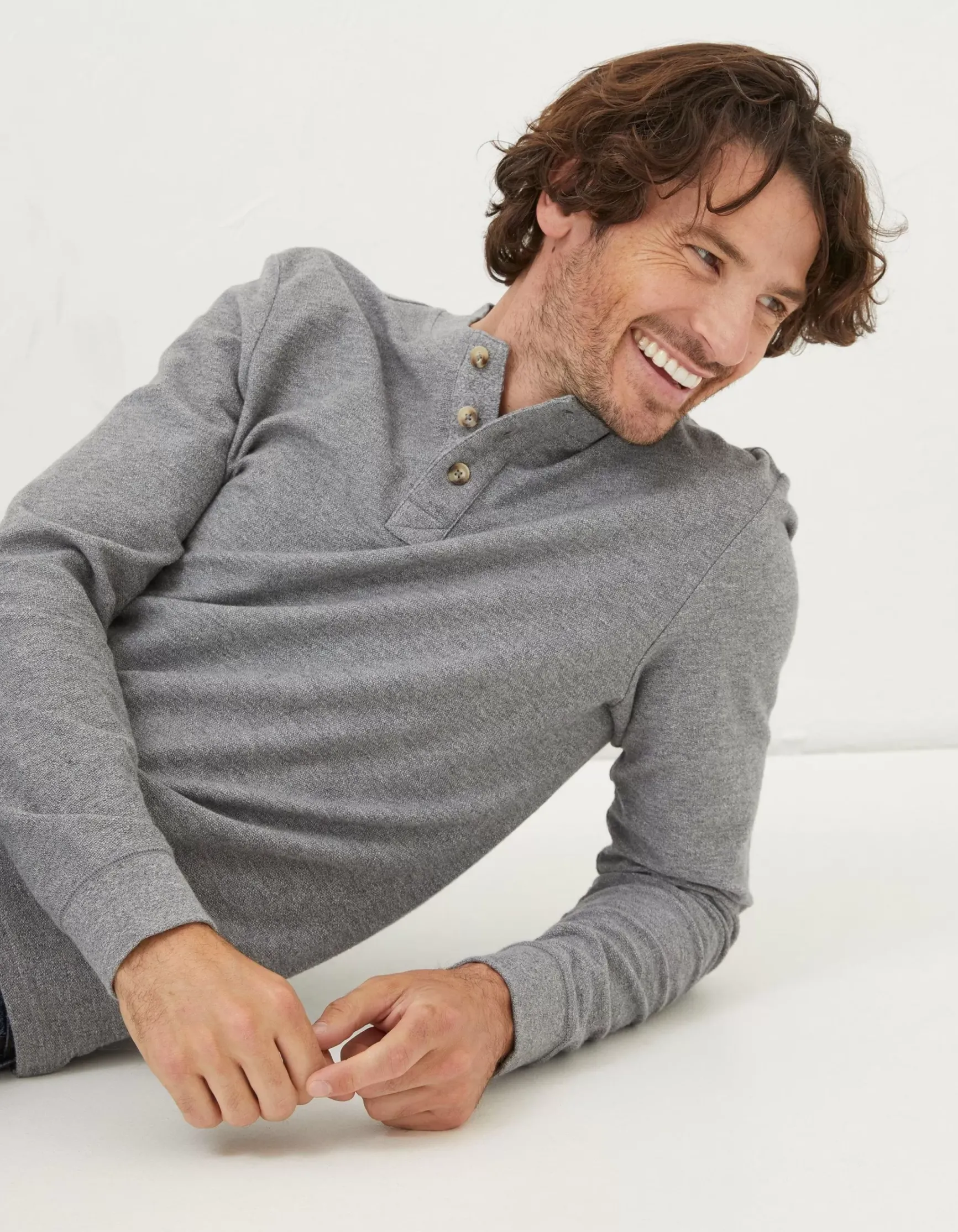 FatFace Long Sleeve Kintbury Henley|Men T-Shirts